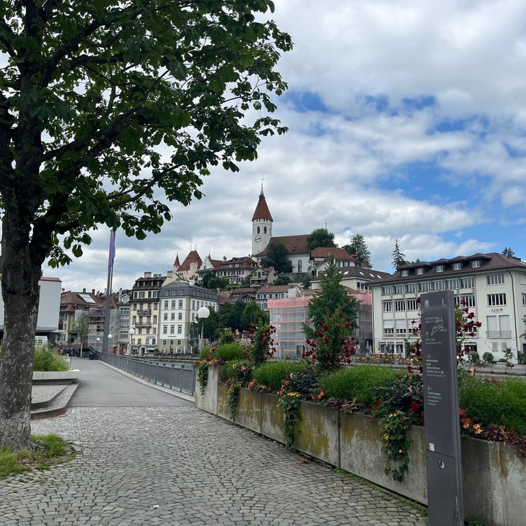 Looking out over Thun Switzerland from the Aare River
