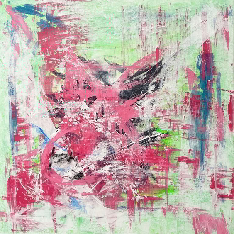 Green and red abstract painting