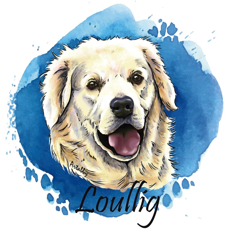 portrait digital en couleur d'une chienne
