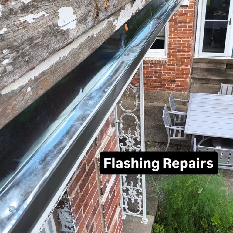 new flashing installed on the exterior side of a house in preparation for new siding