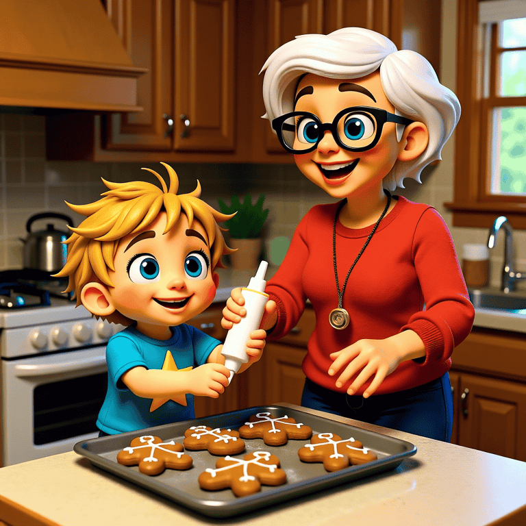 Alvey and Nanny decorating gingerbread men alveystarr.com