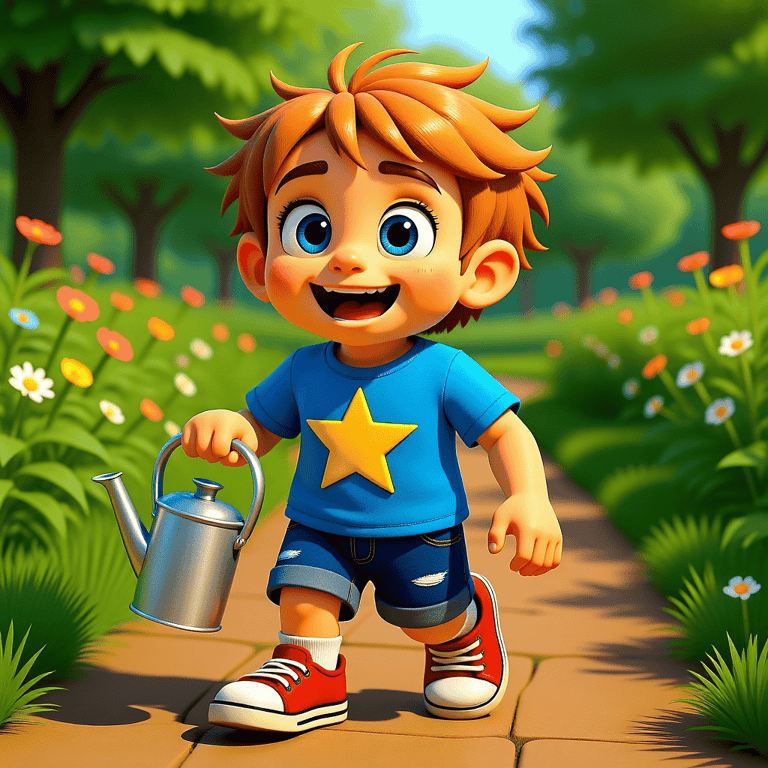 Alvey holding a watering can alveystarr.com