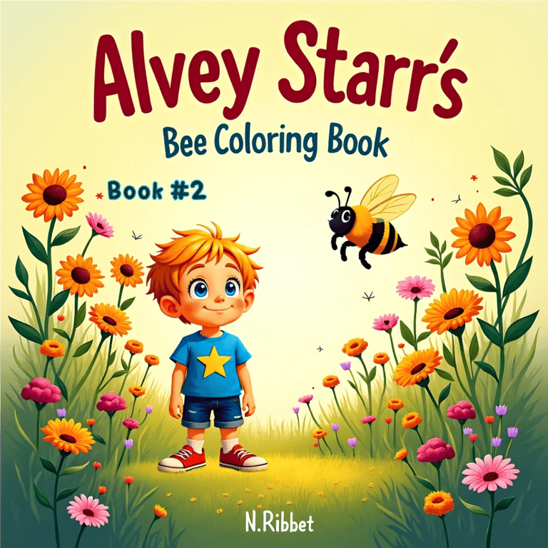 Alvey Starr in Nanny's garden looking at a bee from alveystarr.com