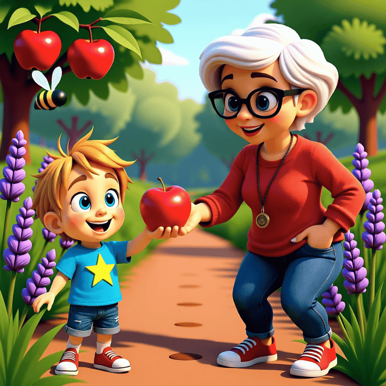 Nanny giving Alvey an apple alveystarr.com