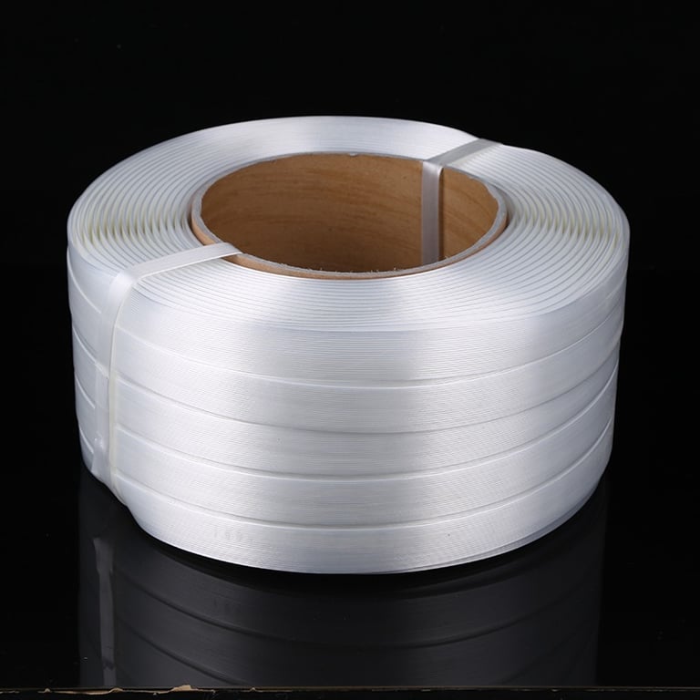 Heavy-duty packaging secured with durable polyester composite straps