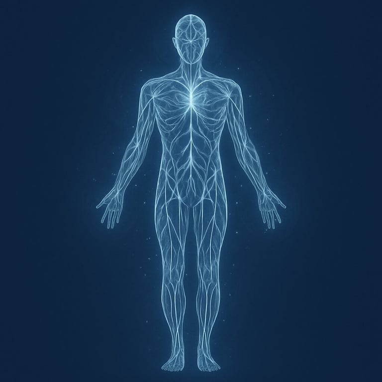 Qu'est-ce que l'énergétique ? Corps humain parcouru d'énergie