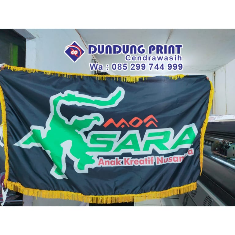 Cetak Bendera dengan Bordir di dundung print