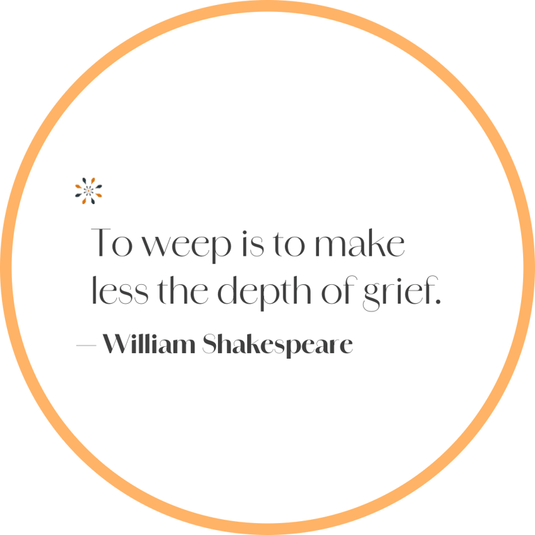 Inspirational quote about grief and healing — “To weep is to make less the depth of grief” by Willia