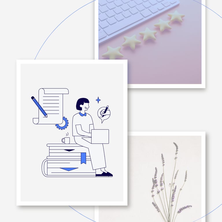 a person sitting at a desk with a keyboard and a computer drafting messaging