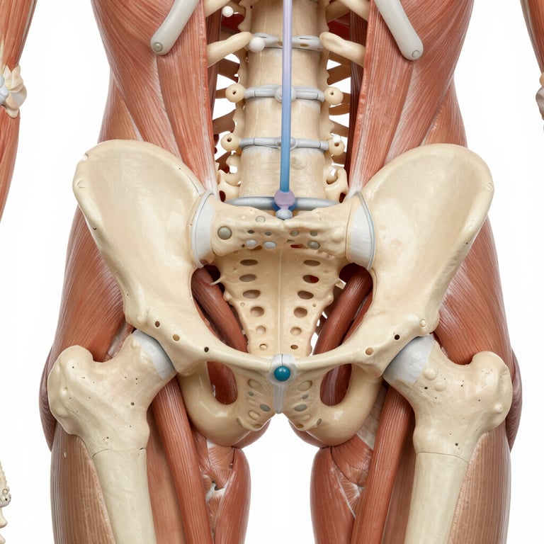 educating client on their pelvic health using a model pelvis