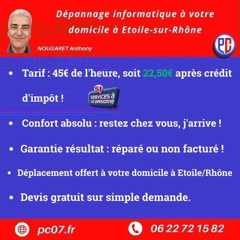 reparateur ordinateur a domicile ville etoile sur rhone