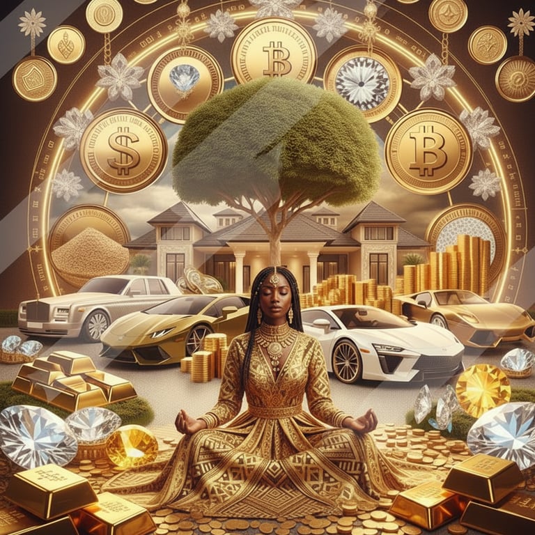 a woman sitting in a lotus flower potted in a gold coin