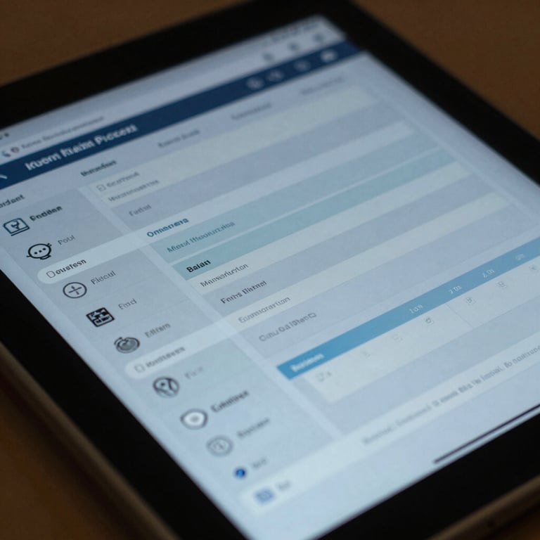 Close-up of a touchscreen interface showing a healthcare data visualization with grey-blue and light blue colors.
