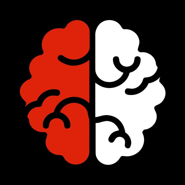 Logo Mentefractal, cerebro rojo y blanco