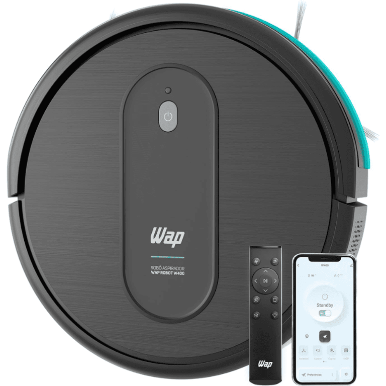 aspirador robo wap robot w400 com controle por aplicativo e funcao passa pano
