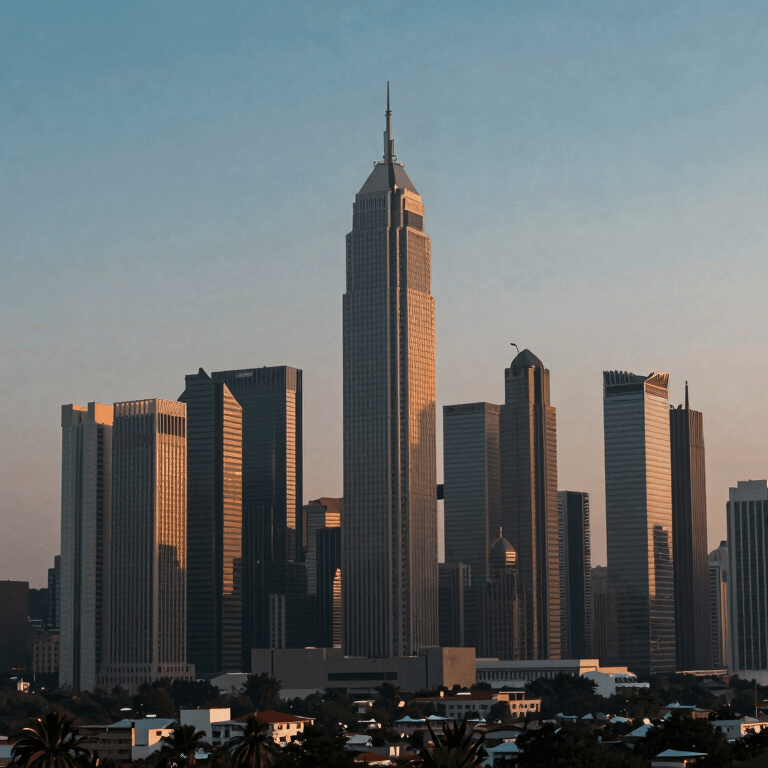 A disciplined security guard in a dark navy uniform standing at the entrance of a modern South Asian / Indian apartment complex.