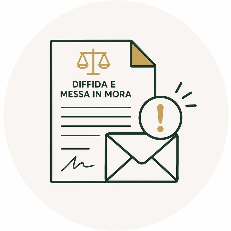 Icon of a legal letter with a balance scale and an exclamation point, representing a formal notice or warning.