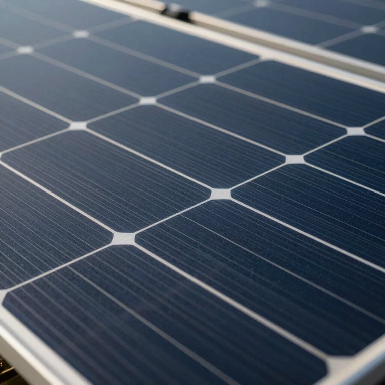 A detailed shot of solar panel texture and hardware, emphasizing precision engineering and quality.