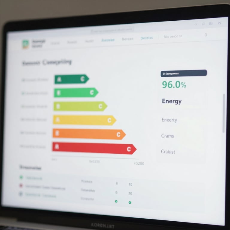 A data visualization screen showing energy efficiency metrics in a clean, professional layout.