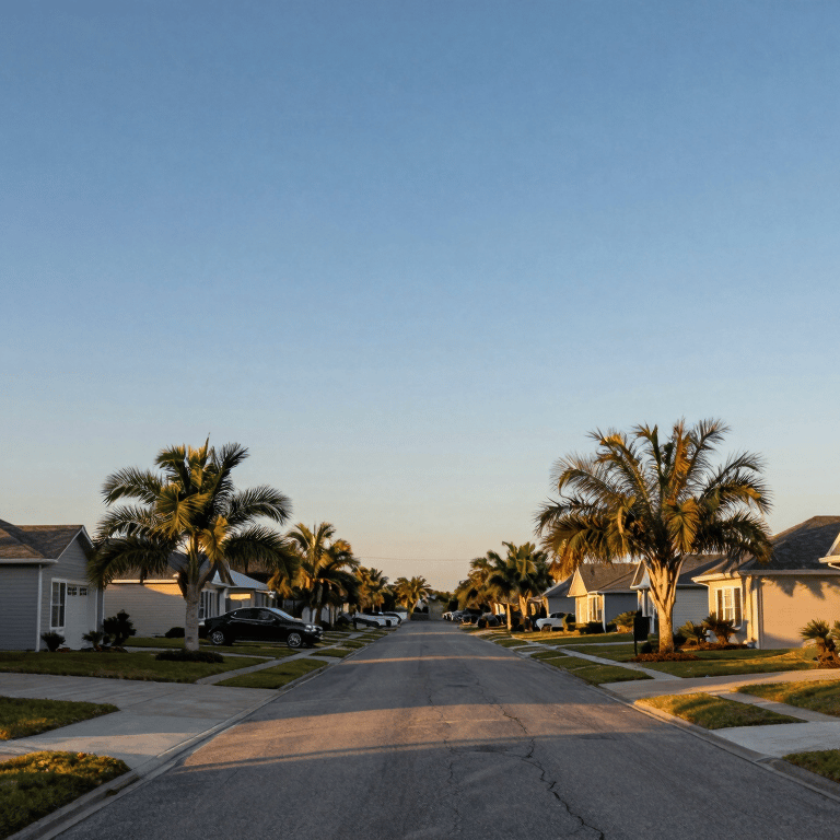 A branded plumbing service van parked outside a modern North American / US - Florida house with a neat lawn.