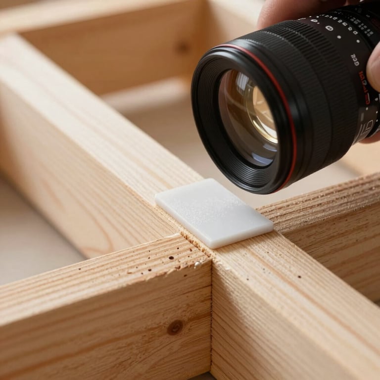 Detailed macro shot of an antimicrobial surface treatment being applied to wood framing by a professional.