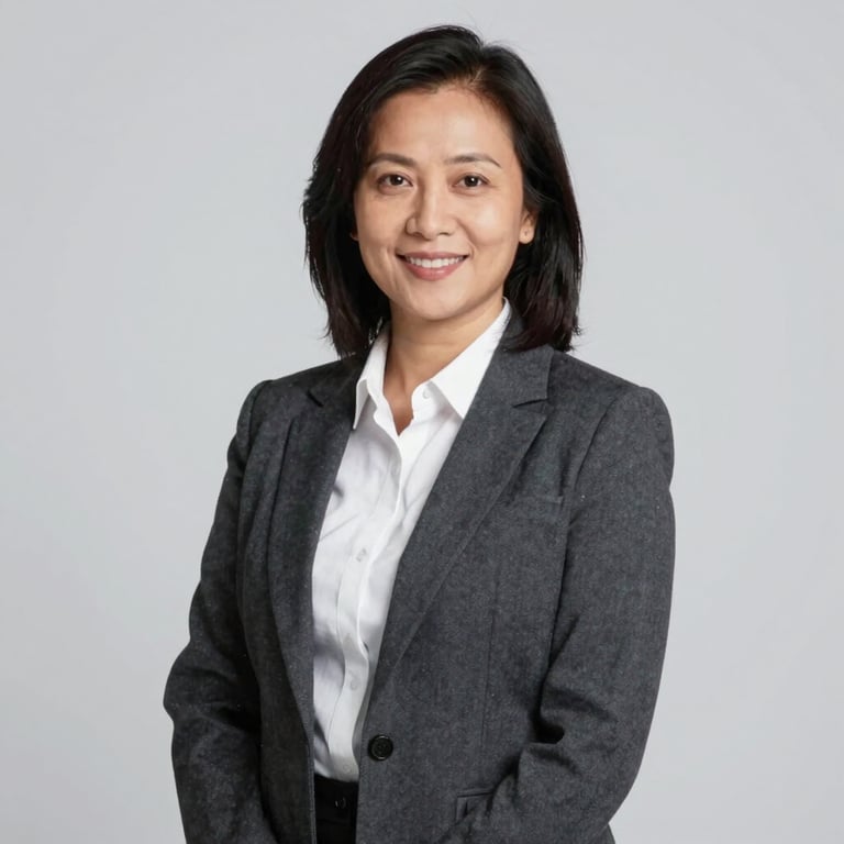 Professional corporate portrait of Director Blessy Angel, clean background, premium corporate photography style, highlighting expertise and professionalism.