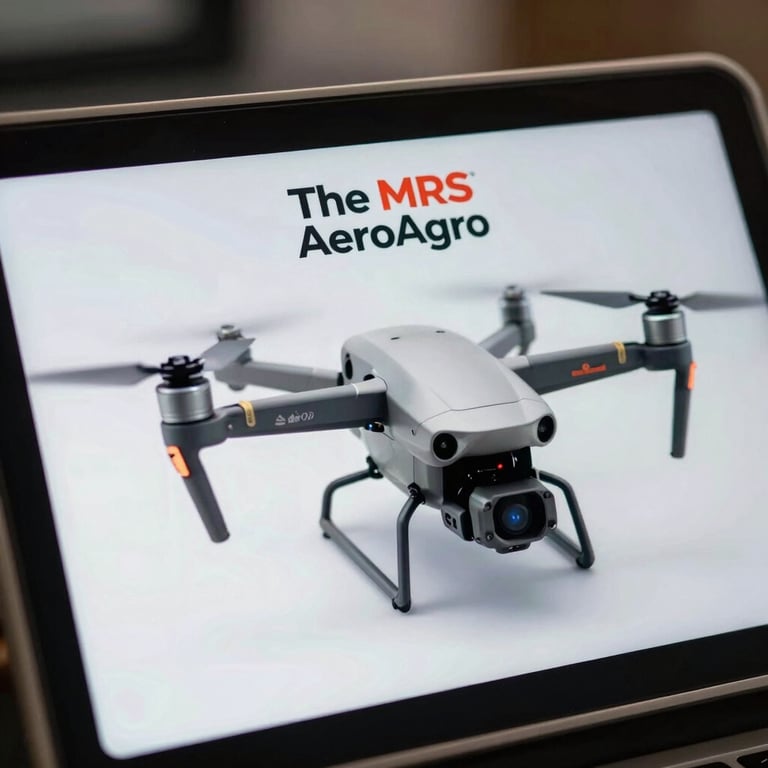 The MRS AeroAgro logo colors reflected in a clean, modern agricultural drone control interface.