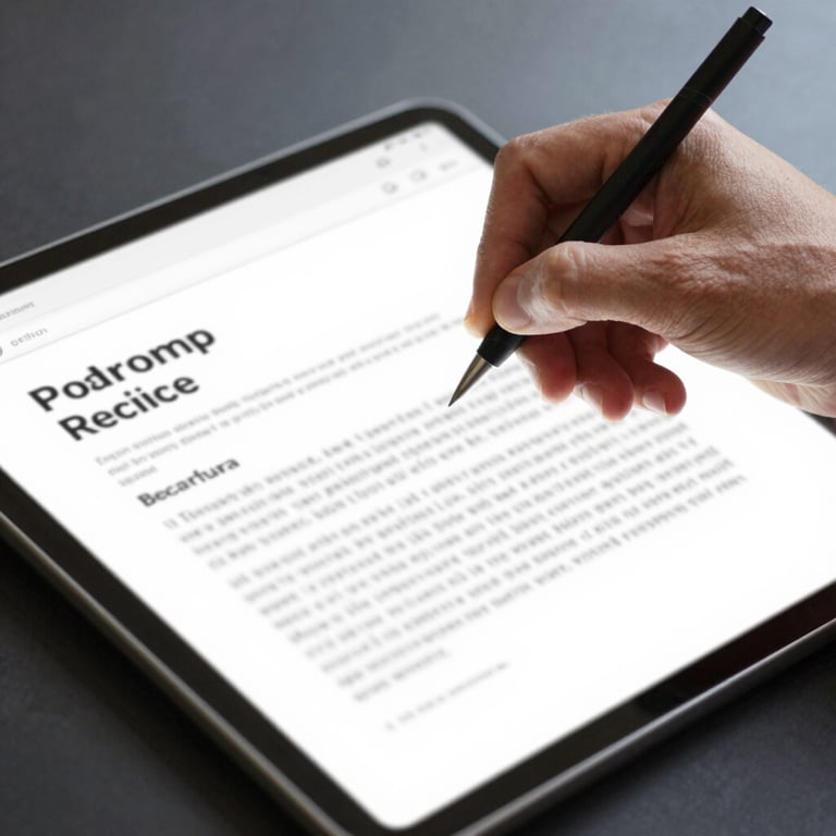 A businessman's hand signing a digital document on a tablet with clean interface.
