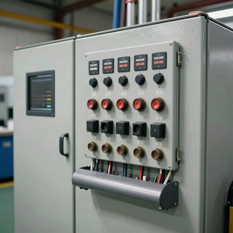 An industrial motor control center with clean, professional wiring in a Canadian facility.