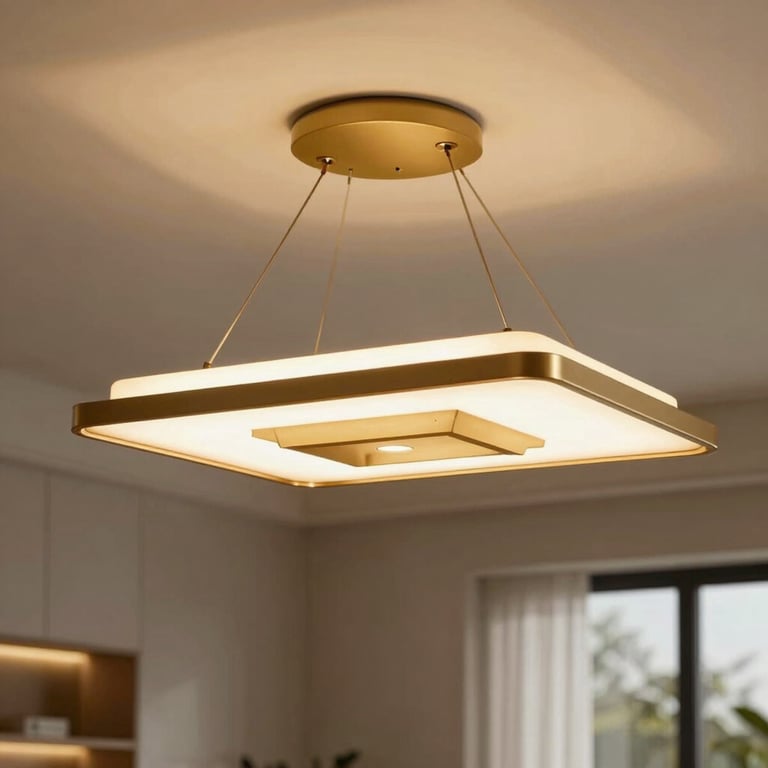 A premium residential lighting installation in a modern luxury home, showcasing warm gold-toned highlights.