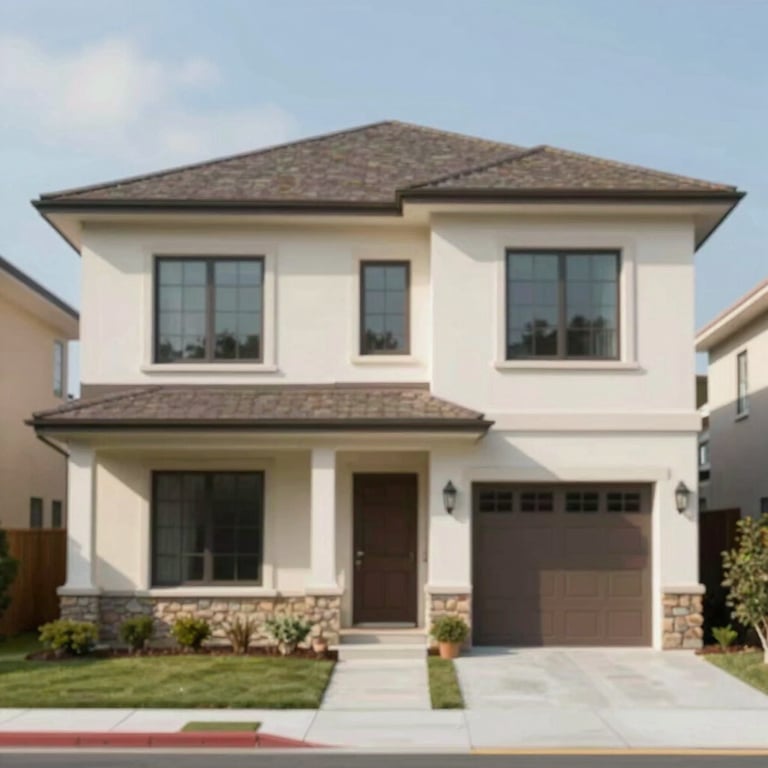 External view of a well-maintained residential property facade under clean daylight.