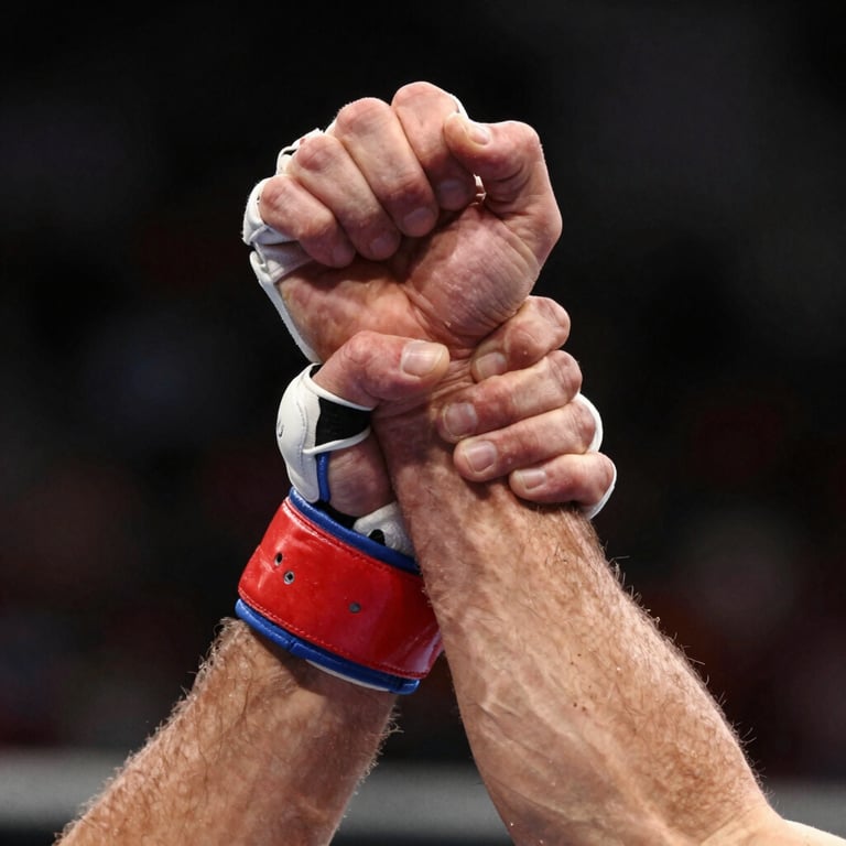 A close-up of a player's hands gripping the wrist of an opponent, showing the grit and physicality of the sport.