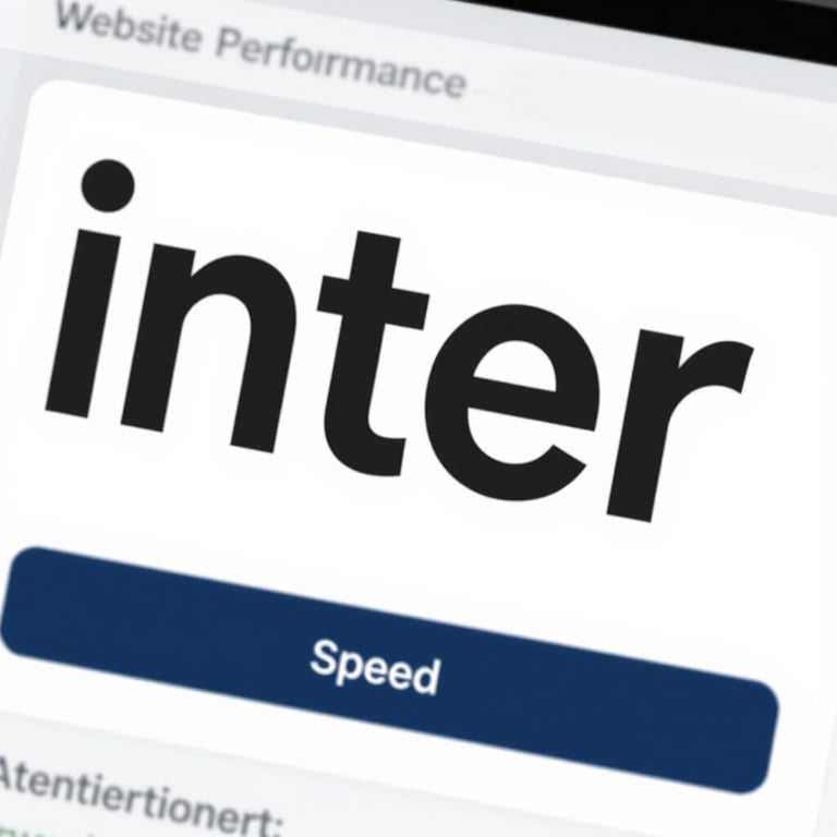 Close-up of a high-performance website loading, emphasizing speed and clean typography (Inter font style).
