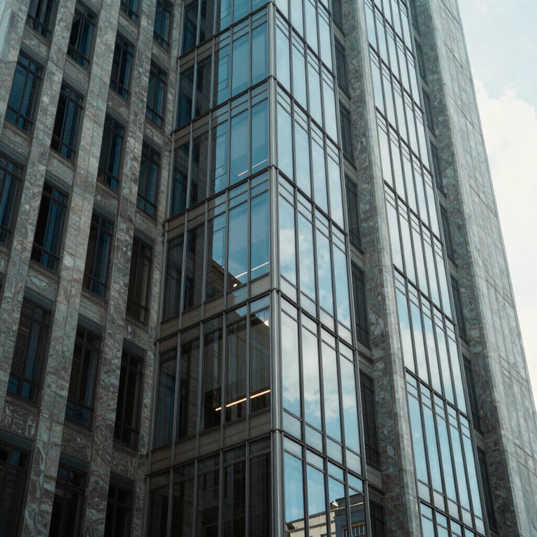 Modern exterior of a Brazilian corporate building during the day with glass windows.