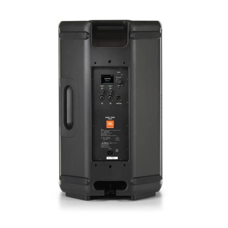 Altavoz activo JBL EON715 visto desde la parte trasera