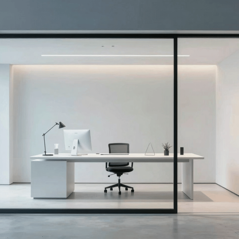 A minimalist flat-lay of modern high-end tech accessories on a pale mist grey surface, featuring deep navy blue accents.