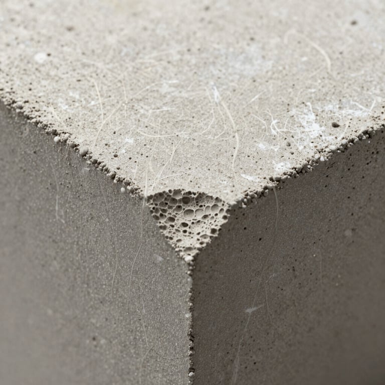 Macro shot of cellular concrete structure demonstrating its unique light-weight properties, artistic professional photography.