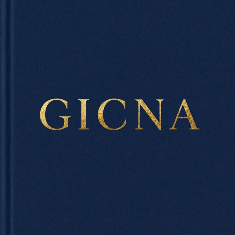 A minimalist book cover design featuring clean typography and gold leaf accents on a deep blue background.