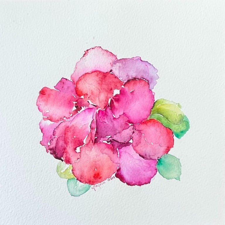 Red Hibiscus Flower Chinese Watercolor by Weronika Kacperski
