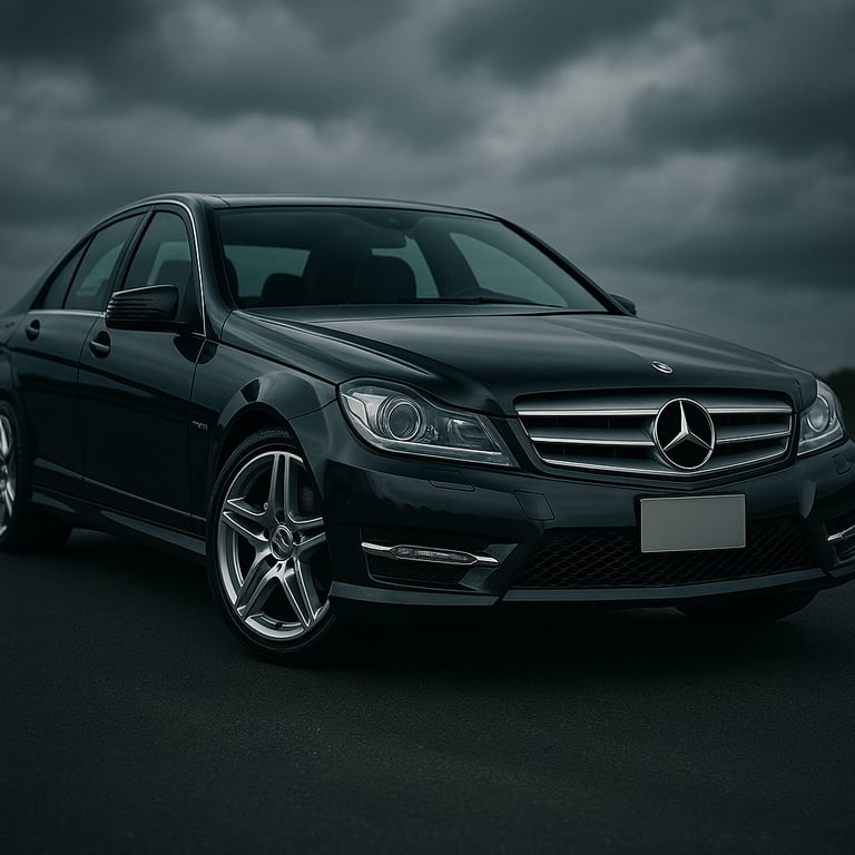 Mercedes-Benz C300 with Michelin tyres parked outside our Lagos tire shop