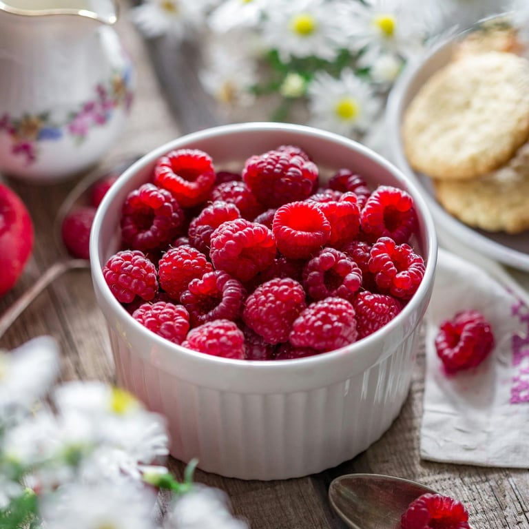 Bowl of keto friendly raspberries