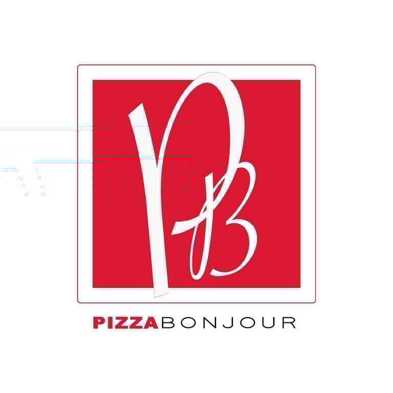 Logo graphic design made for Pizza Bonjour - pizza food delivery