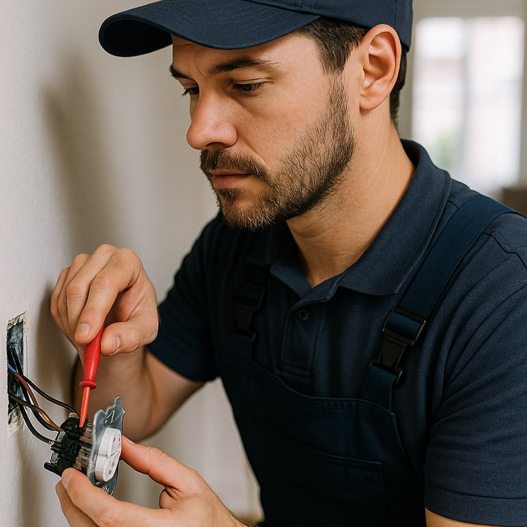 electrician in Bedworth working on socket
