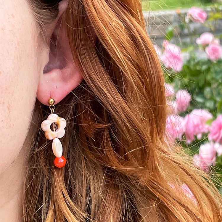 Boucles d’oreilles dorées avec perles – Ysalie