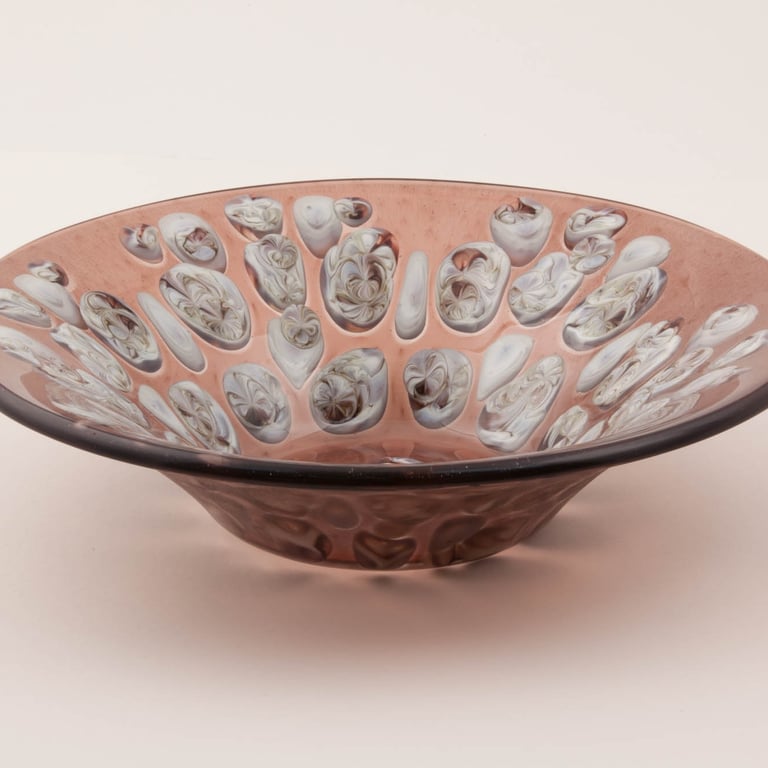 Boiled - Transparent plum classic bowl with vanilla drop pattern