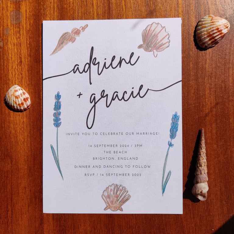 a save the date for a casual summer wedding by the sea