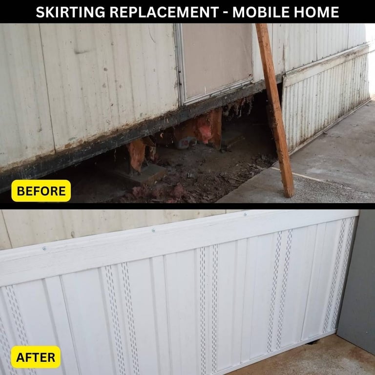 Skirting repair on mobile home in Clovis, CA