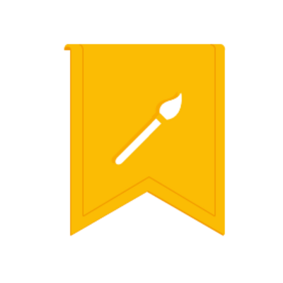 a yellow banner with a paintbrush and a paintbrush