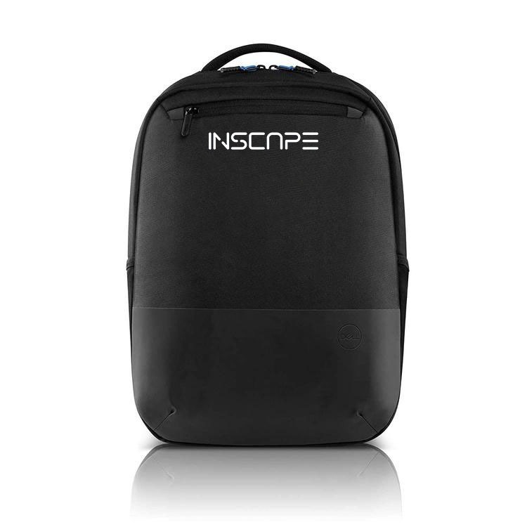 a backpack for office with two colors inscape logo on it