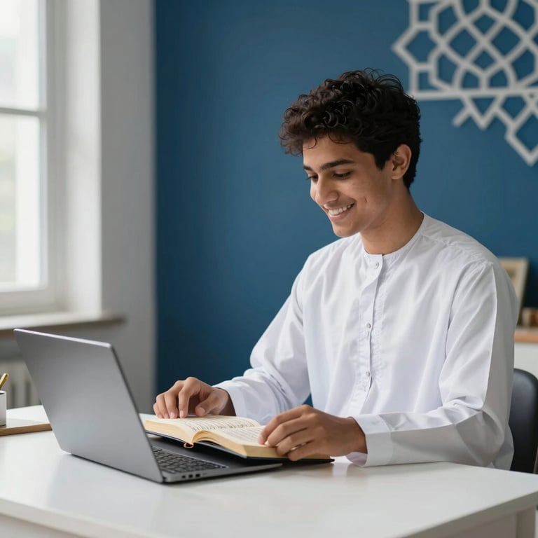Online Quran classes on laptop with certified tutor — Be Reciter UK.